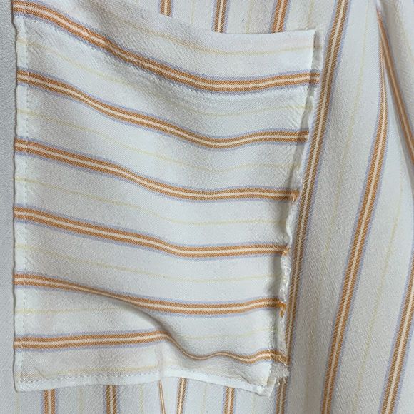 Loft Button Up Shirt Women XL Striped Chest Pockets Long Sleeve Soft Rayon - Picture 7 of 13